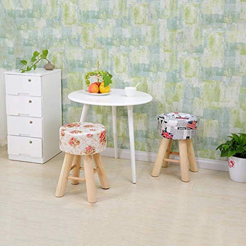 EYHLKM Solid Wood Stool, Dressing Stool Fashion Makeup Chair Home Dining Stool Round Small Stool Wooden Bench Sponge Filled Seat