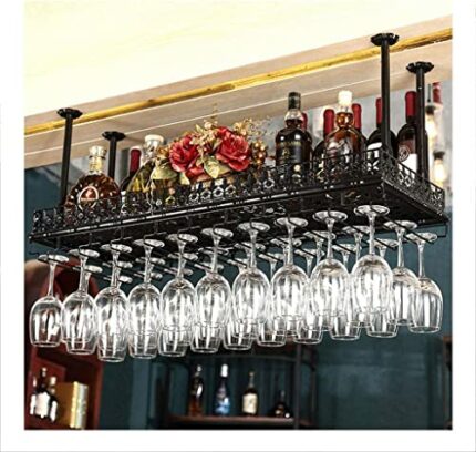 Wine racks 100cm Ceiling-Type Wine Holder Bottle Cafe Bar Glass Racks Hanging Goblet Stemware Racks, Vintage Home Decor, Industrial Metal Iron