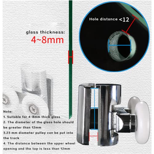 Nicoone 4PCS Shower Door Wheels,23mm Top and Bottom Shower Door Rollers,Zinc Alloy Shower Door Replacement Rollers for Both Flat Sliding/Curved S