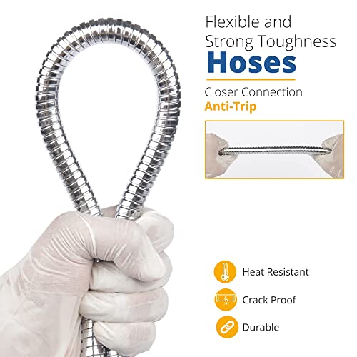 Drawer360 1.75m (69") Shower Hose | Stainless Steel Replacement Universal Fit Shower Pipe Anti-Kink Hose with 4 Washers – Chrome Effect