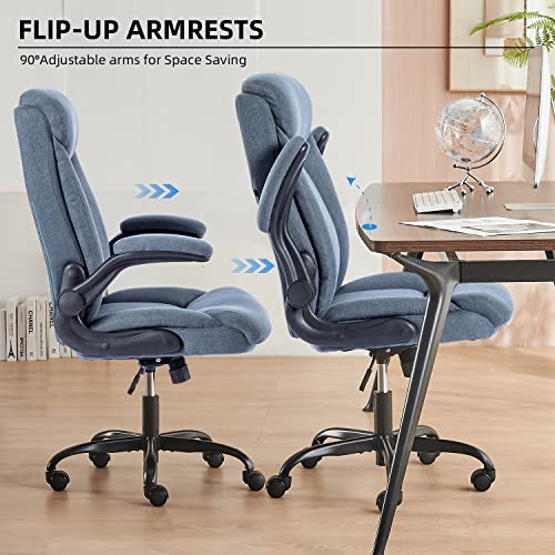 MZLEE Executive Office Chair, Ergonomic Computer Desk Chair Swivel Work Chair with Flip-up Armrest, Adjustable Height, Comfortable for Office Hom