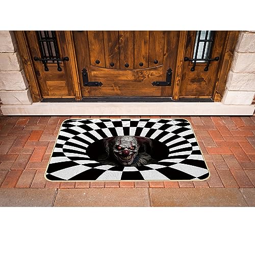 VOKFLYA Halloween 3D Illusion Clown Door Mat Halloween Rug 29 X 17 Non-Slip Scary Doormat for Front Door Indoor Outdoor Welcome Mats for Entrance