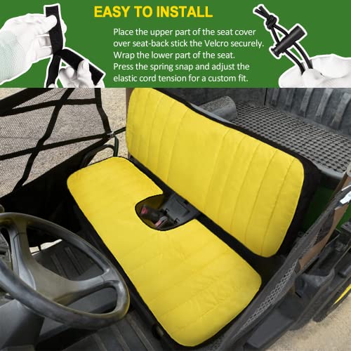 LP66449 Mid-Size Bench Seat Cover fit for John Deere Gator XUV560 XUV590 - Yellow Front Cushioned Seats Weatherproof Oxford 300D Fabric