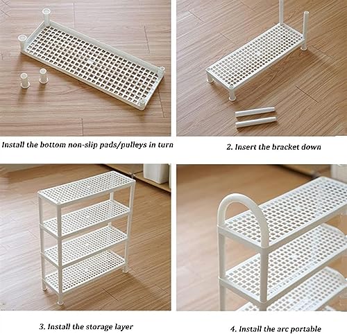 KRHINO Shoe Rack White 3-layer Shoe Rack, Large-capacity Shoe Cabinet Arch Design, Plastic Storage Shoe Shelf For Entryway (Size : 4 layers)