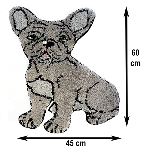 CUZZY Grey French Bulldog Mat. Novelty non-slip dog mat for Frenchie lovers, Perfect French Bulldog gifts. Bulldog accessories. Dog rug Size 45cm