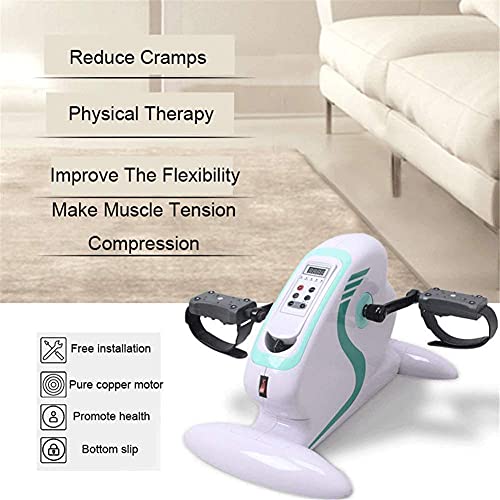 LUNEZY Mini Leg Exercise Bike Foot Hand Cycle, Portable Hand Arm and Leg Exerciser, With LCD Monitor Adjustable Seat Heart Rate Monitors Food Str