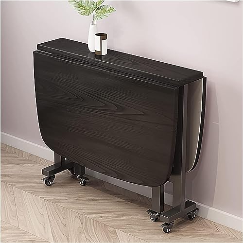 UE-MAOLU Dining table, Kitchen Folding Dining Table, Wood Extendable drop leaf table,with Moveable Wheels Saving Space, Round Edge Design,for Liv