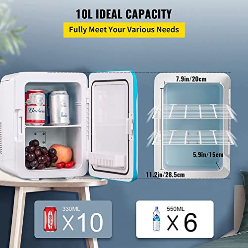 SXxingkong Mini Refrigerator, 10L/12 Cans AC/DC Portable Heater and Cooler for Bedroom, Office, Car, Boat, Dorm, Cosmetics, Lightweight Beauty Re