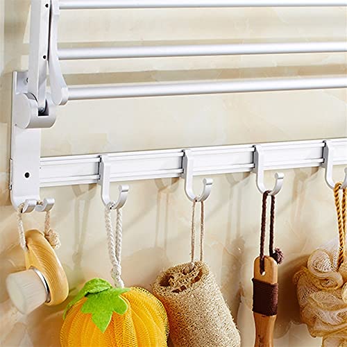 HIGOH Towel Racks,Bathroom Towel Rack Wall Mounted Towel Holder,Towel Rack,Wall-Mounted Solid Alumitowel Holder,Foldable Design Bathroom Accessor