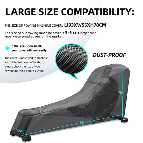 MRWiZMS Rowing Machine Cover, GYM Equipment Protective Cover, 210D Oxford Cloth Cover for Rowing Machine, Dustproof and Waterproof