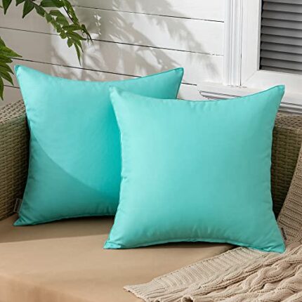 comvi Filled Green cushions with covers included sets 4 (2 Cushion Covers +2 Cushion Inserts) outdoor cushions for garden furniture -Oxford Fabri