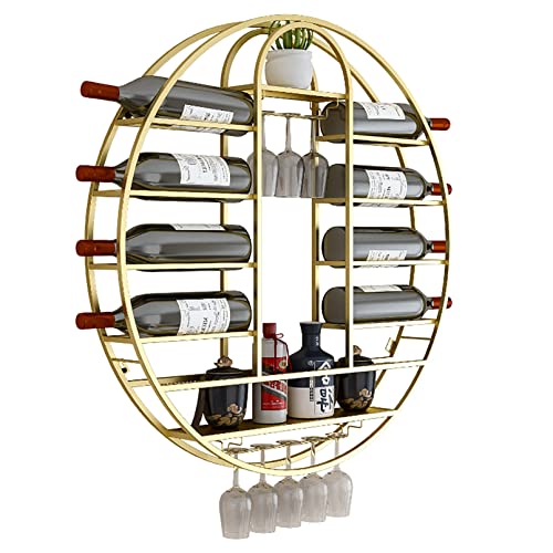 EYLINK Wall-Mounted Wine Racks, Bar Unit Metal Floating Shelves, Simple Hanging Goblet Rack With Partitions, Wine Rack For Wine Bottles Liquor Bo