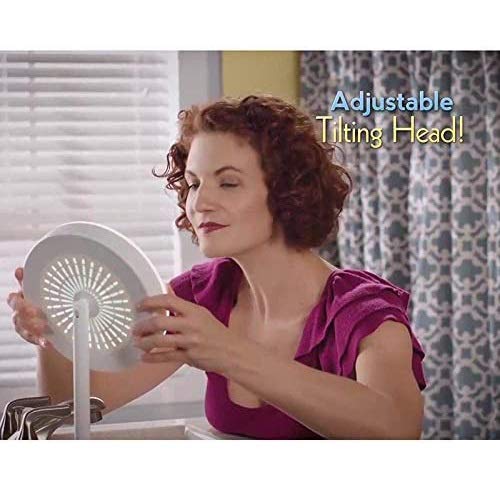 LIUZH 7.9 Inch Makeup with LED Lights and Fan Head Adjustable Cosmetic Vanity 5X Magnifying