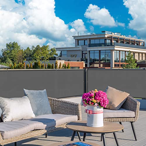 HENG FENG Balcony Screen Privacy Screen 90X500cm PES,UV and Weatherproof for Garden Terrace No Drilling With Ties,Anthracite