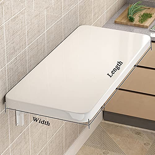 OUYOXI Wall Mounted Folding Table Wall Mounted Desk Heavy Duty Wall Mounted Floating Folding Table for Bedroom, Laundry, Balcony, Kitchen, White