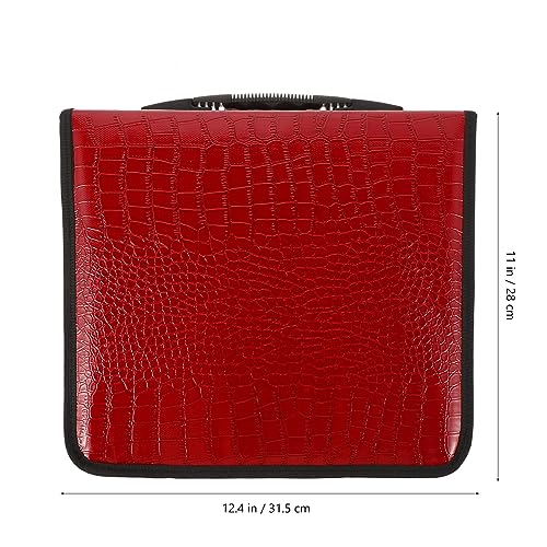 Healifty CD DVD Media Storage Case Large 400-Capacity PU Leather Bag Wallet Allbum Holder Pouch for Car Home Office Travel Red