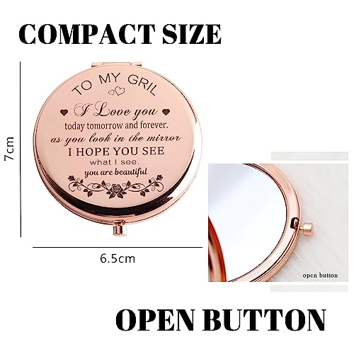 GAOLZIUY to My Girl Compact Mirror Daughter Gifts for Women Girls, Birthday Gifts for Daughters Girlfriend Makeup Mirror, Daughter Birthday Gradu