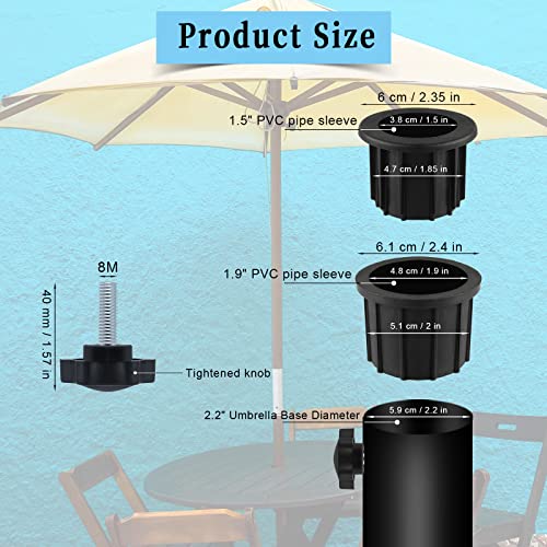 KINBOM 2 Sets Umbrella Base Stand Hole Ring Plug, Umbrella Base Accessories Umbrella Stand Part Replacement with M8 40mm Threaded Knobs