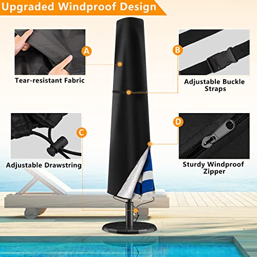 Garden Parasol Cover, Garden Umbrella Covers Fit 2.5 to 4m Diameter Parasols Outdoor Waterproof 420D Oxford Patio Umbrella Protection Cover with