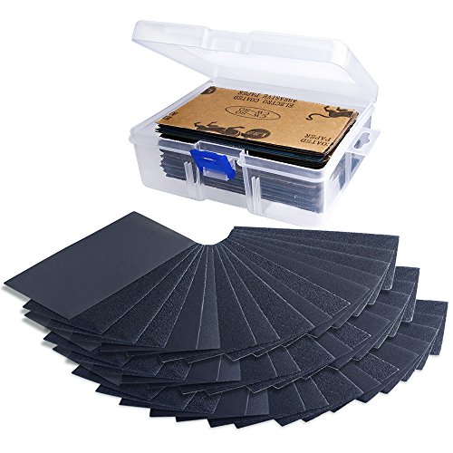 Sandpaper Assorted Wet/ Dry, 102 Pieces 60 to 3000 Grit Sandpaper Assortment, 3 x 5.5 Inch Abrasive Paper Sheet with Free Box, for Automotive San
