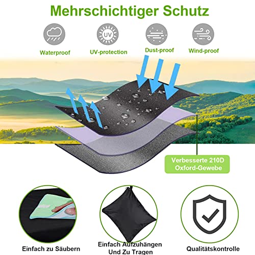 Pack of 2 Garden Lounger Cover with Reflective Stripes, 200 x 70 x 40/75 cm Sun Lounger Protective Cover with 4 Windproof Buckles, Heavy Duty 210