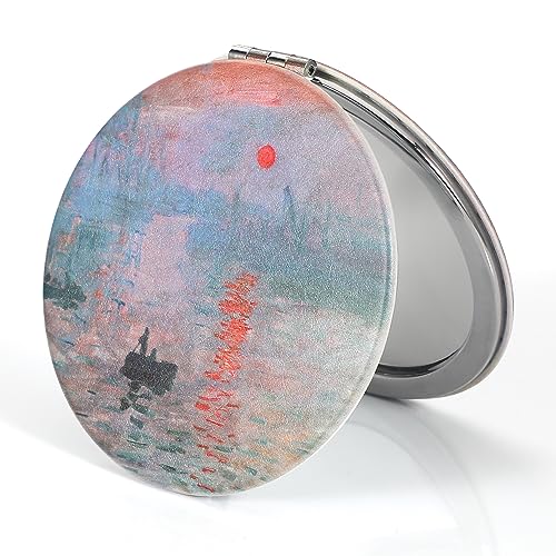 Dynippy Compact Mirror Double-Sided 1X/2X Magnifying 3.15inch Bulk Pu Leather Makeup Mirrors Square Mirror for Purses Small Pocket Portable Hand