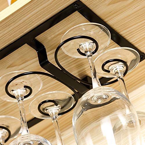 Fashion Creative Wine Glass Rack Goblet Upside Down Home Cabinet Bar Hanging Wrought Iron Multi-Size J1124, PIBM, Black, 44cm*19cm
