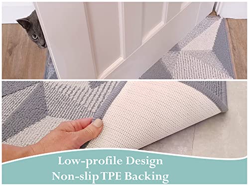 QUOKKADOO Door Mat Indoor Non-slip, Washable, Dirt-Trapper 50 x 80 cm Grey, Front Door Back Door, Super Absorbent
