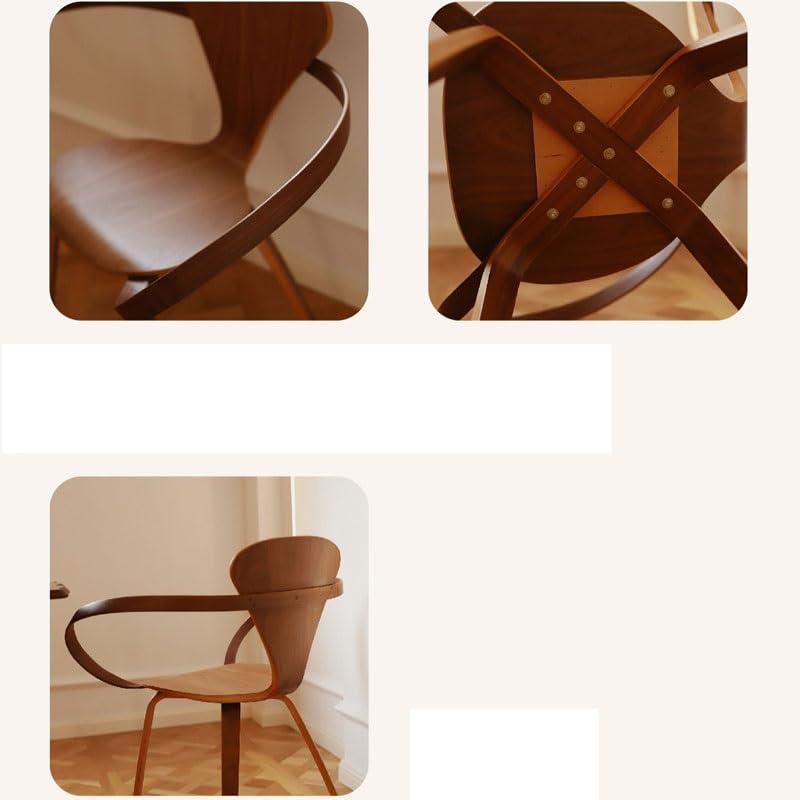 maozi Solid Wood Accent Dining Chair Armchair Ribbon Shaped Design Art Chair Backrest Home Furniture