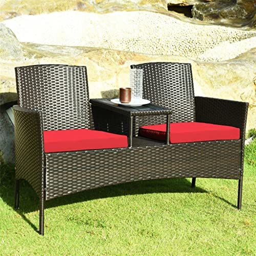 LUKEO Set of Ottoman Sofa Cushions Coffee Table Red