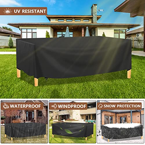MOKANI Garden Furniture Covers Waterproof, 242x162x100cm Outdoor Furniture Covers, Upgraded Oxford 420D Garden Table and Chairs Covers, Rectangul