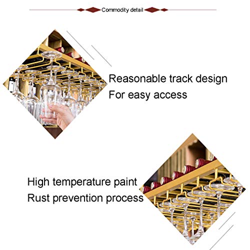 KEppd Wine Rack Wall Mounted - Ceiling Wine Racks, Adjustable Height Wall Mounted Hanging Wine Bottle Holder Glass Goblets Stemware Rack Holder V