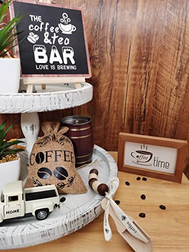 XiA MiLL 5P Coffee Bar Sign Décor, coffee table décor, Coffee Decor for Coffee Bar Accessories,Coffee Bar Tiered Tray Decor,Coffee Lover Gift
