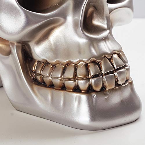 PIBM Stylish Simplicity European Retro Personality Skull Shape Wine Rack Resin Silver Crafts Home Desktop Porch Ornaments Bar Decorations Beautif