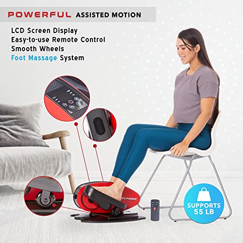 VX-Power Seated Elliptical Bike - Quiet Under Desk Mini Elliptical Machine, Feet Massager, Pedal Exerciser with Built in Display Monitor for Leg