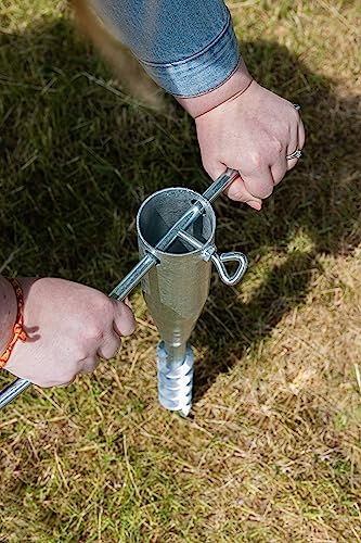 Garden Mile Large heavy duty screw-in Ground Spike for rotatory washing line or parasol stand. Screw Large 55mm Heavy Duty Metal Ground Soil Spik
