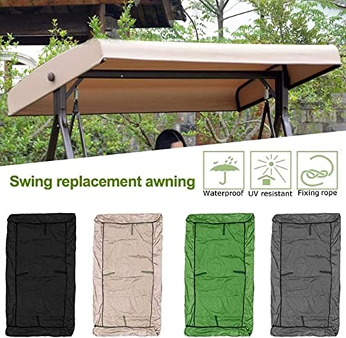 Garden Swing Seat Canopy Replacement, Swing Canopy Cover 3 Seater, Waterproof Swing Chair Top Cover Roof Sun Shade Sun Lounger for Outdoor, UV Re