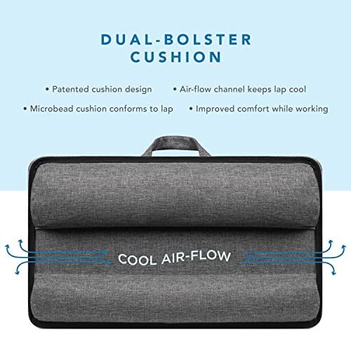 LAPGEAR Home Office Lap Desk with Device Ledge, Mouse Pad, and Phone Holder - Silver Carbon - Fits up to 15.6 Inch Laptops - Style No. 91585