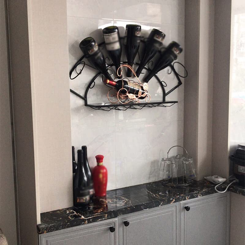 LUKEO Wine Rack Wall Hanging Wall Rack Personality Support European Retro Wrought Iron Display Cabinet