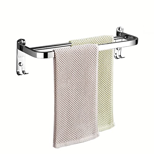 Kuivoo Towel Rail Bar,304 Stainless Steel Double Towel Holder,38cm/15Inches Wall Mounted Polished Bath Towel Rack for Kitchen and Bathroom, Silve