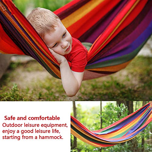 Garden Cotton Hammock, FORYNXHWIN Outdoor Garden Camping Hammock with Carry Bag, 190 x 100 cm,Weight Capacity 150 kg, for Travel, Garden and Beac