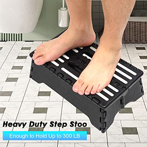 Folding Step Stool 5 Inch, Portable Step Stool for Adults with Handle, Foldable Stepstool for Kids Elderly, Suitable for Kitchen, Bathroom, Toile