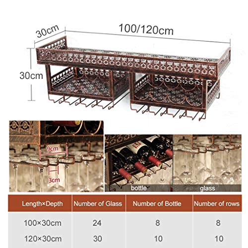 Industrial Vintage 2-Tier Wine Racks Wall Mounted, Rustic Metal Hanging Wine Bottle Holder Goblet Stemware Rack, Wall Wine Holder for Bar Wine Ce