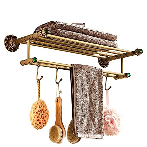 HIGOH Towel Racks,Bathroom Towel Rack Wall Mounted Towel Holder,Antique European-Style All-Copper Bath Towel Rack,High-End Bathroom Hardware Rack
