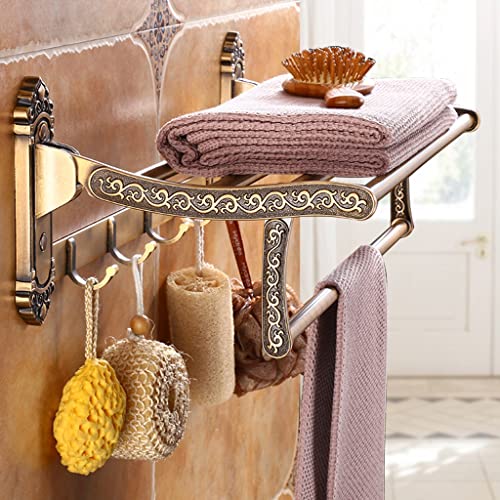 HIGOH Towel Racks, Bathroom Towel Rack Wall Mounted Towel Holder,Bathroom Towel Rack,European Antique Bathroom Rack,Hardware Bath Towel Holder/Co