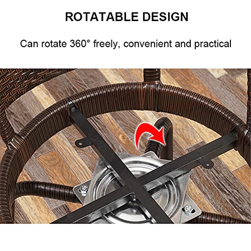 JHKGY 3-Piece Modern Conversation Bistro Chat Set Patio Wicker Chairs, Outdoor All-Weather Wicker Furniture,Metal Frame Woven Seat,Glass Top Side