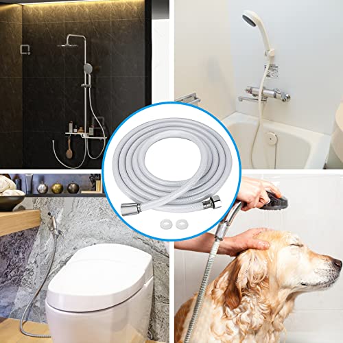 PVC Smooth Shower Hose 3m, JatilEr Universal Replacement Shower Hose Pipe Extra Long Shower Tube with 2 washers, Non-Toxic Flexible, Kink and Lea
