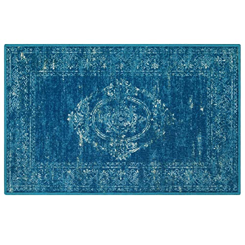 Collive Washable Indoor Door mat, Non Slip Retro Entryway Rug 20" x 32" Doormat Quick Absorbent Entrance Rug Distressed Front Door Mat, Welcome M