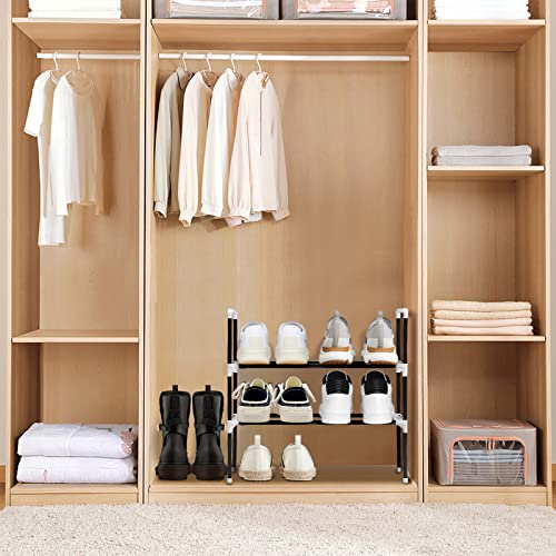 Kacimil Shoe Rack, Adjustable Shelf Shoe Organizer, Expandable Shoe Rack for Closet, Entryway Shoe Storage, Free Standing Stackable Sturdy Metal