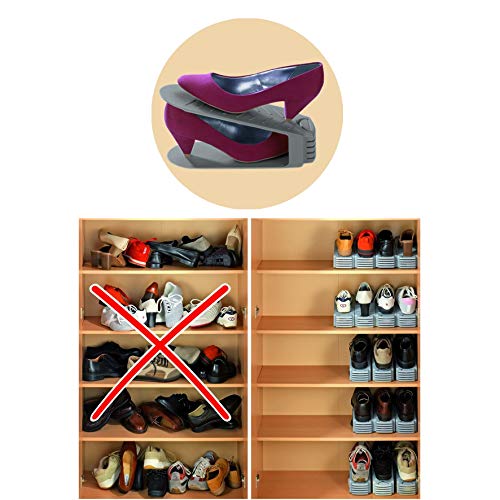 Maximex set of 4 shoe holders, polystyrene, 10.0 x 26.0 x 12.8 cm, grey, article no.: 42060900, polystyrene, grey, 10.0 x 26.0 x 12.8 cm